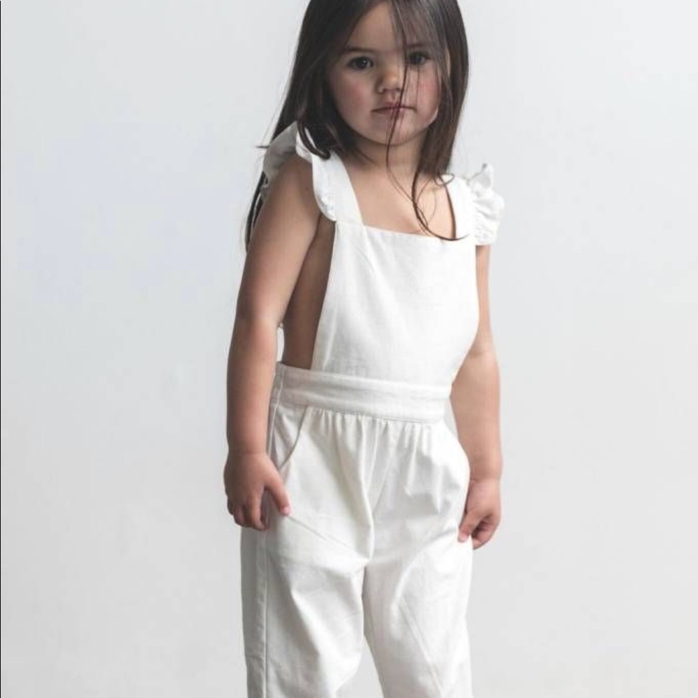 Daughter co white overalls size 2/3yr